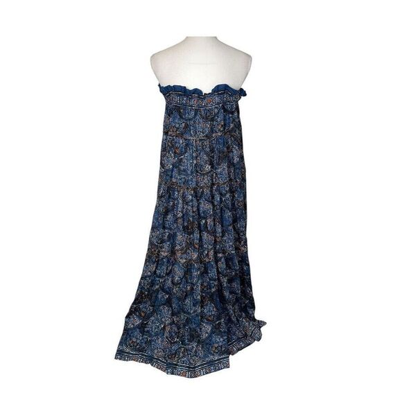 Women’s Free People Blue Smocked Maxi Dress L - Picture 2 of 13